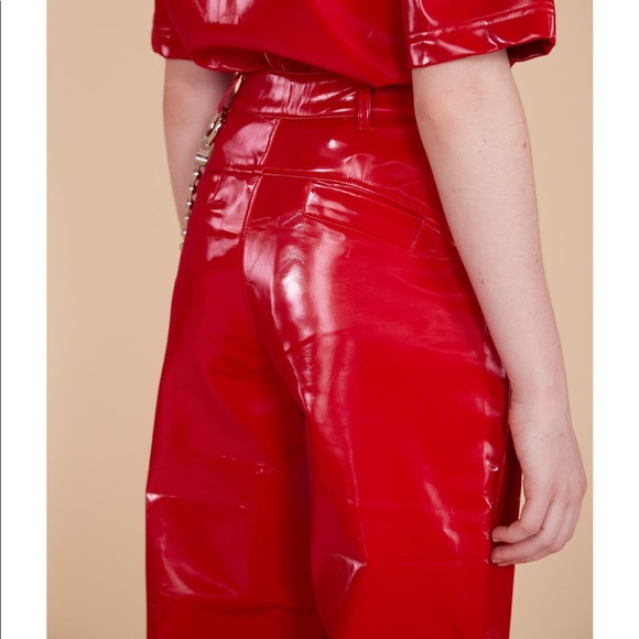 Somewhere Nowhere REBEL FAUX LEATHER BUTTON TROUSERS- M - Picture 10 of 12